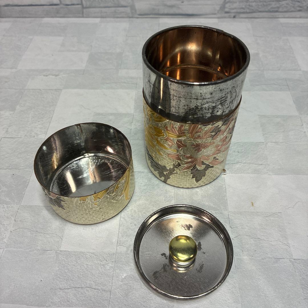警察マーク 刻印 非売品 高級茶筒 純銅彫金 茶筒 専用木箱付き