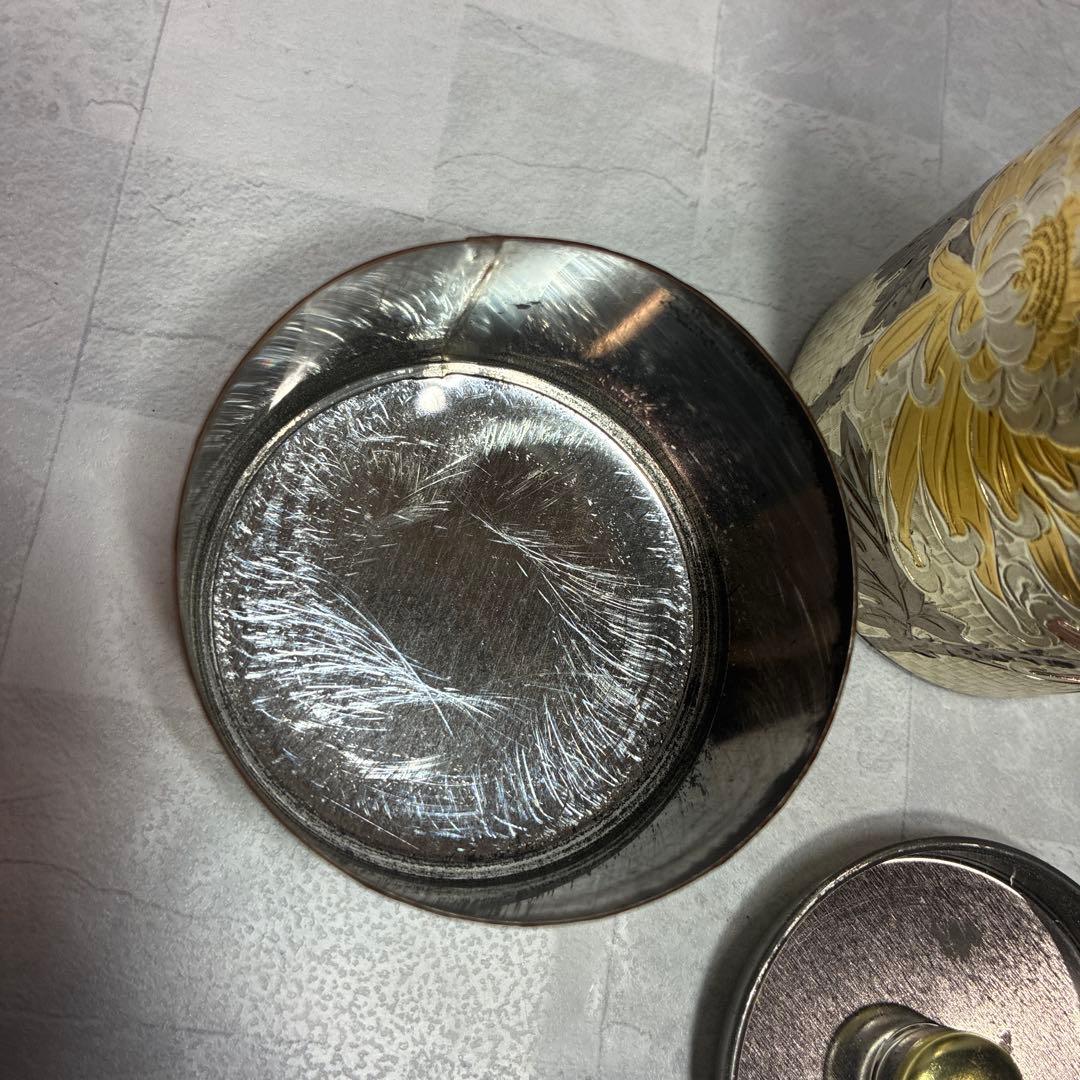 警察マーク 刻印 非売品 高級茶筒 純銅彫金 茶筒 専用木箱付き