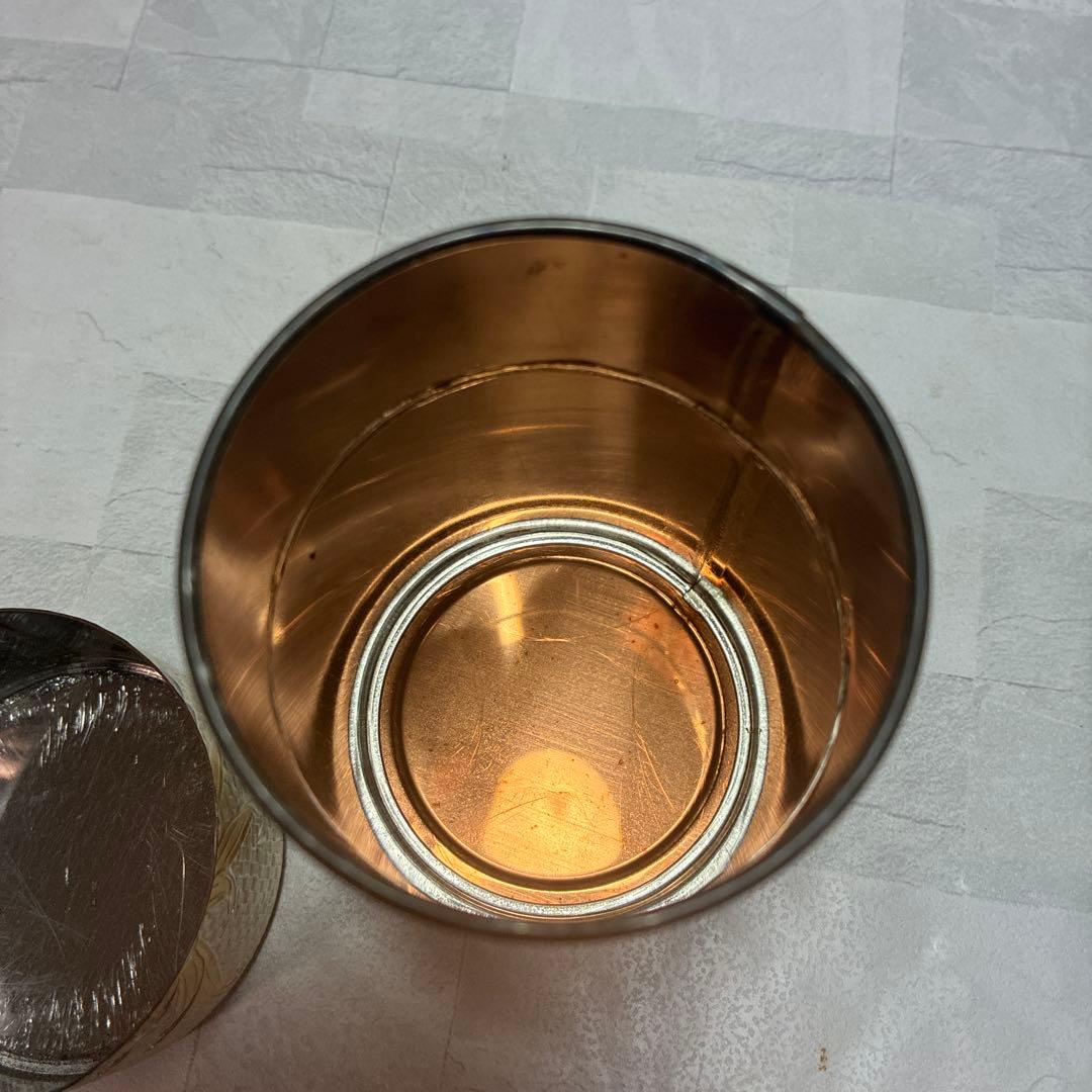 警察マーク 刻印 非売品 高級茶筒 純銅彫金 茶筒 専用木箱付き