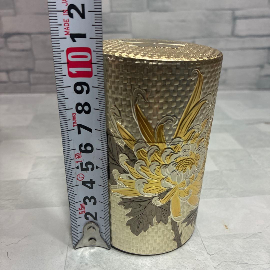 警察マーク 刻印 非売品 高級茶筒 純銅彫金 茶筒 専用木箱付き