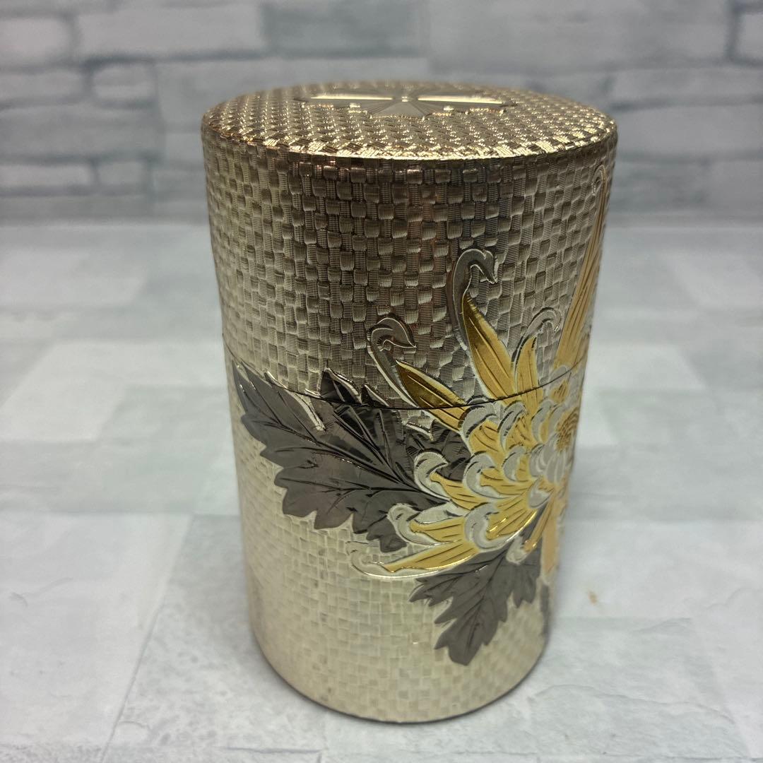 警察マーク 刻印 非売品 高級茶筒 純銅彫金 茶筒 専用木箱付き