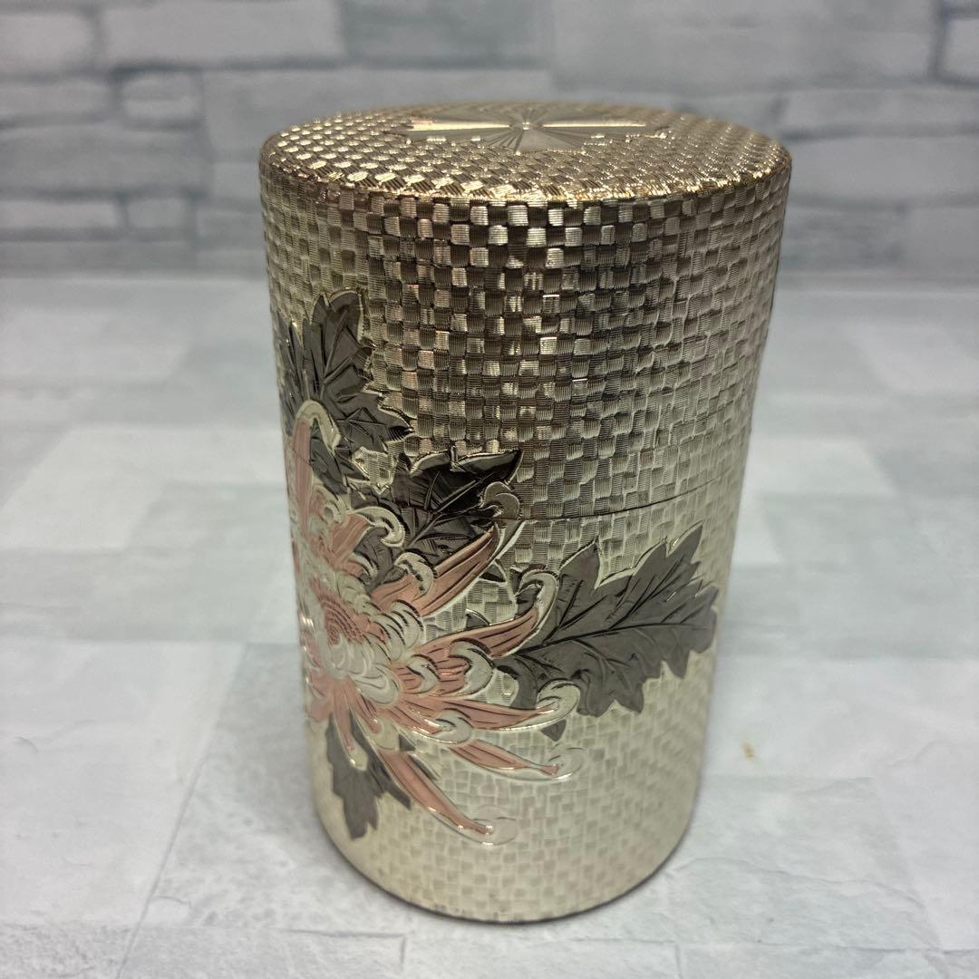 警察マーク 刻印 非売品 高級茶筒 純銅彫金 茶筒 専用木箱付き