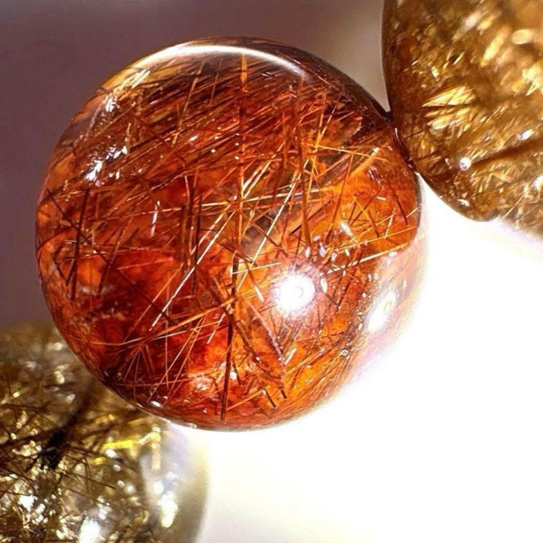 天然石　ルチルクォーツ　大玉　ブレスレット　14mm