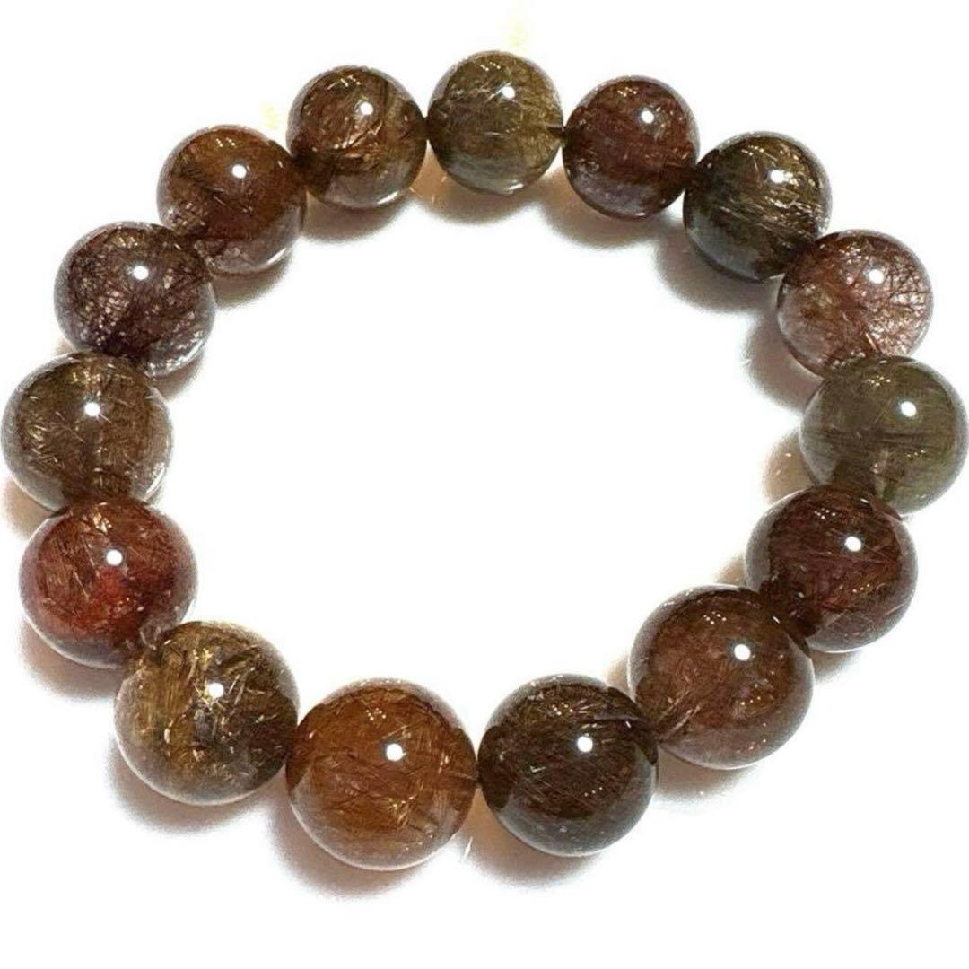 天然石　ルチルクォーツ　大玉　ブレスレット　14mm