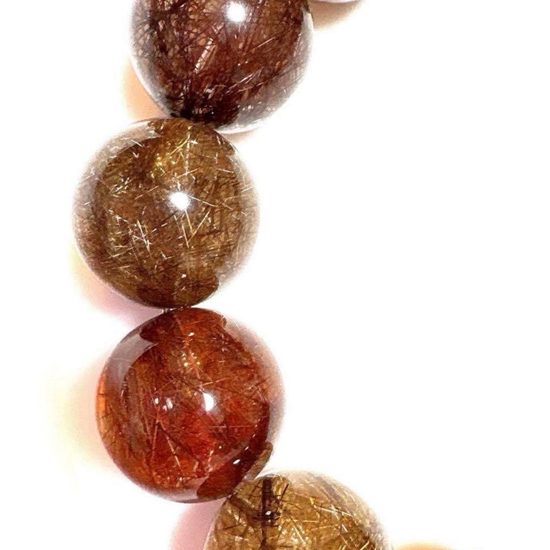 天然石　ルチルクォーツ　大玉　ブレスレット　14mm