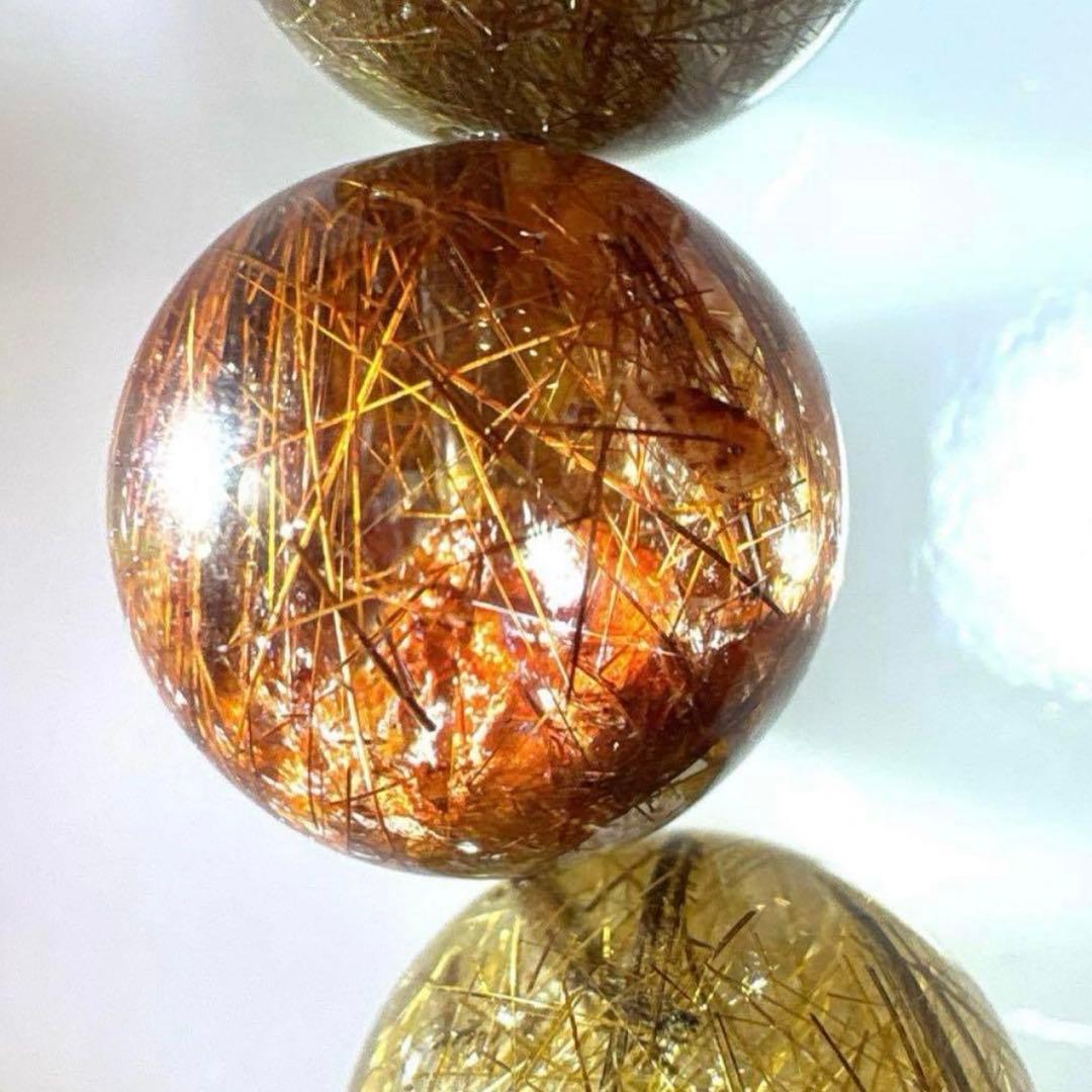 天然石　ルチルクォーツ　大玉　ブレスレット　14mm