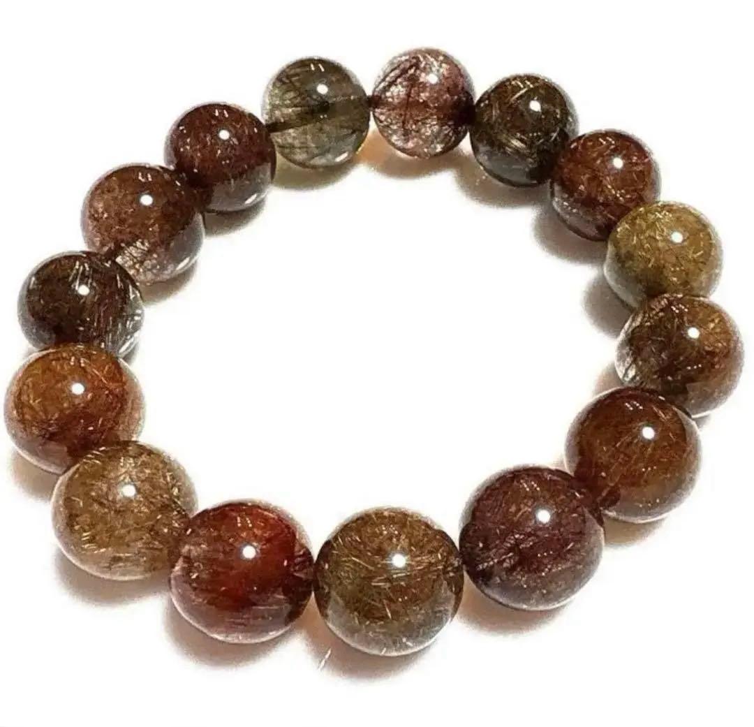 天然石　ルチルクォーツ　大玉　ブレスレット　14mm