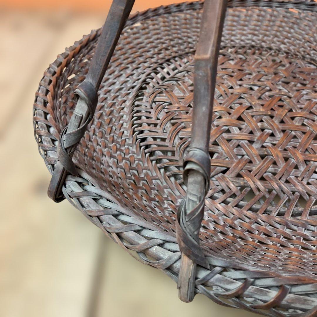 A-3 竹細工 竹編み 籠 バスケット 花籠 花器 茶道具 華道具 古道具 アン