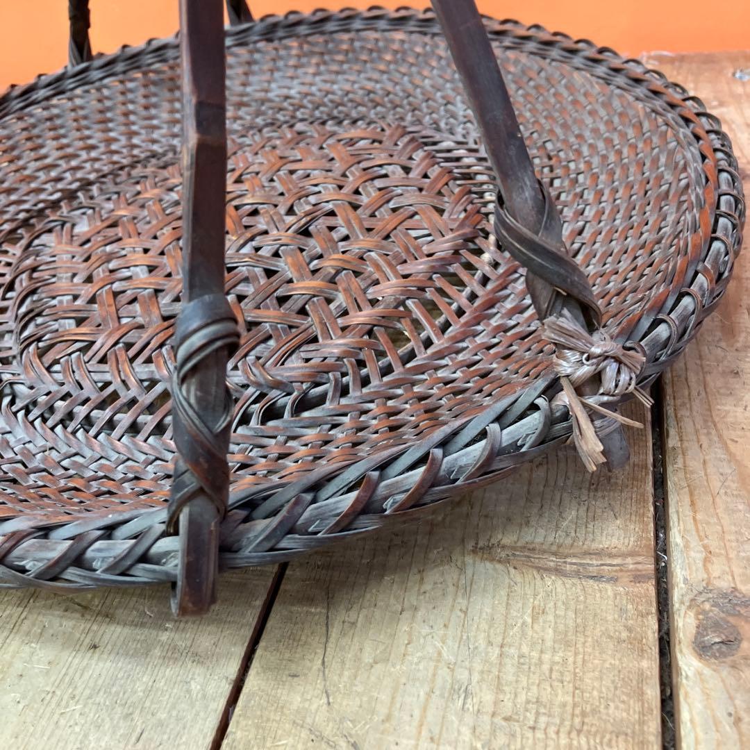 A-3 竹細工 竹編み 籠 バスケット 花籠 花器 茶道具 華道具 古道具 アン