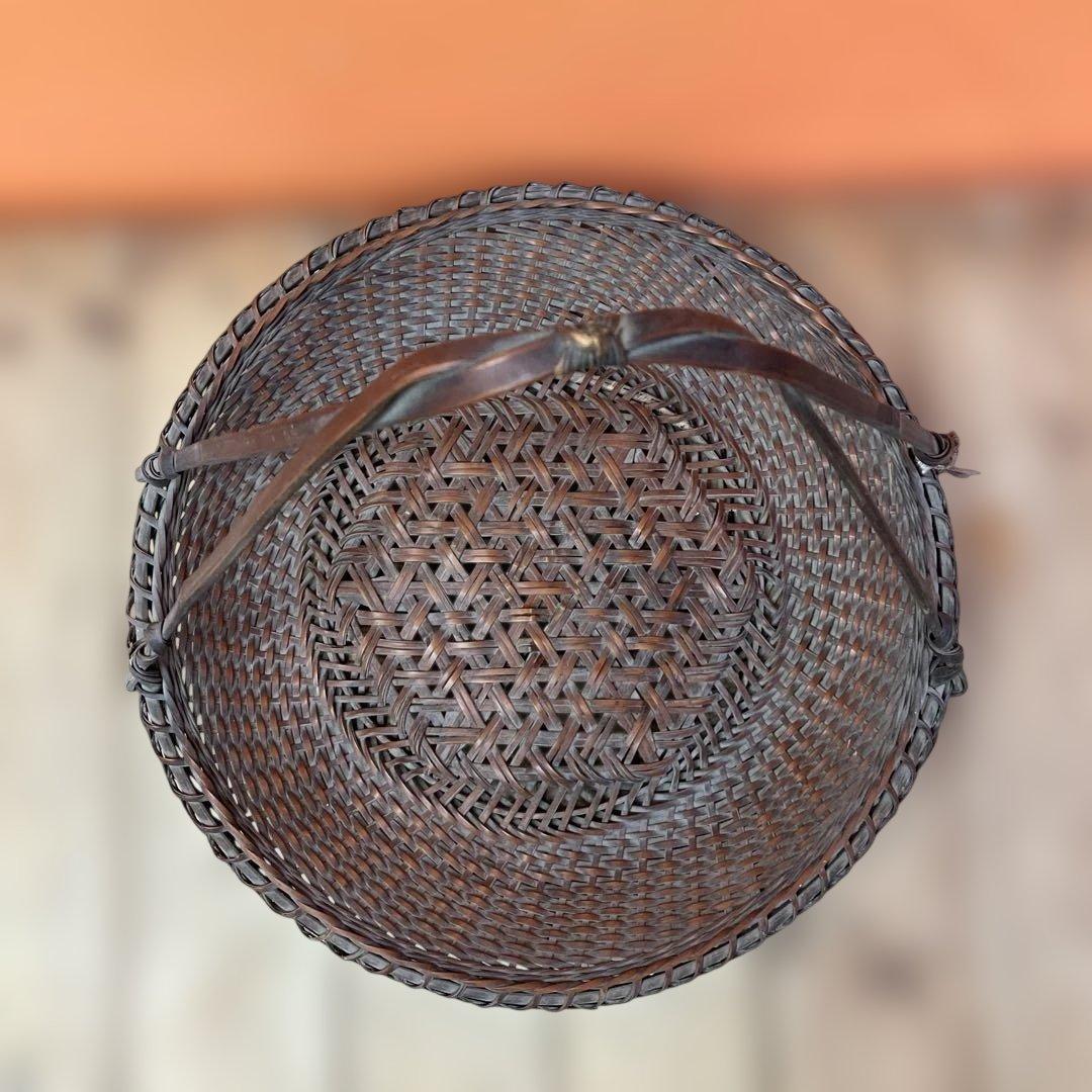 A-3 竹細工 竹編み 籠 バスケット 花籠 花器 茶道具 華道具 古道具 アン