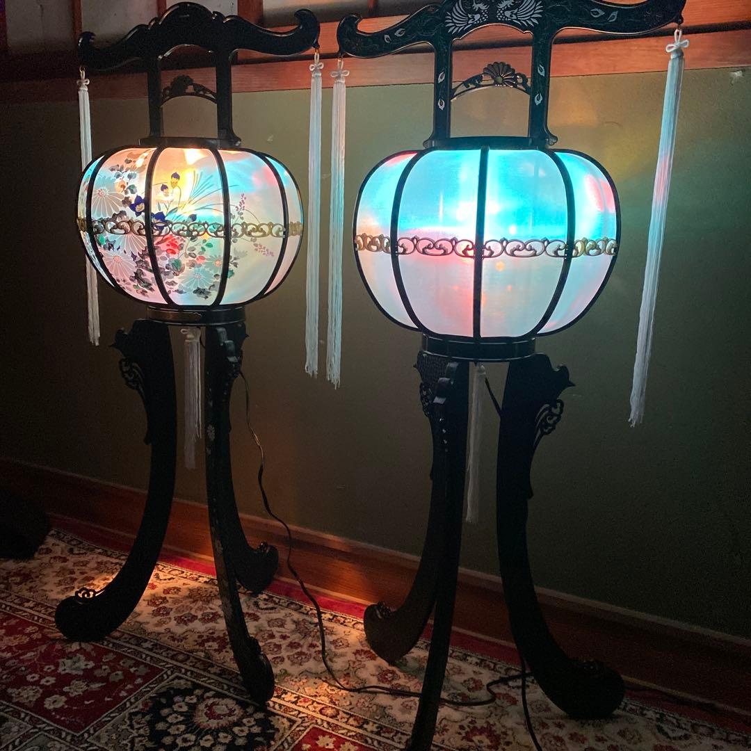 御灯籠 花柄 2個セット　ルームライトや照明にも使える　レトロ　アンティーク照明