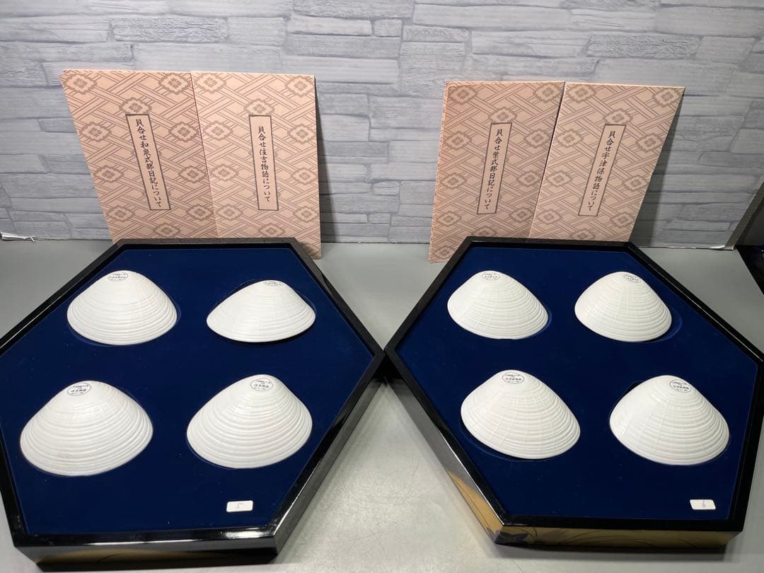 日本古典文学　十八種　36枚　貝桶　貝合わせ　磁器色絵皿　欠品無し　解説付き
