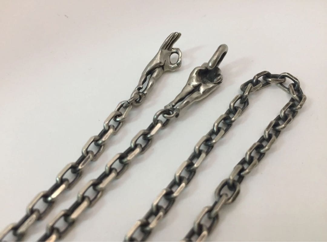 ❤️ック レスチェーン 角 1.2φ 50cmラブ ネックレス ハンドサイン