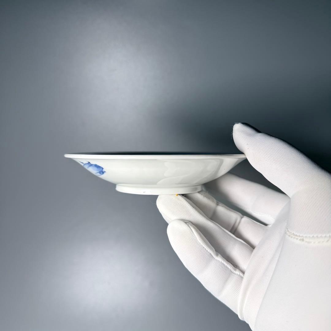 江戸期　後期鍋島　染付雪持柴垣図皿　五枚　直径12cm　高2.3cm