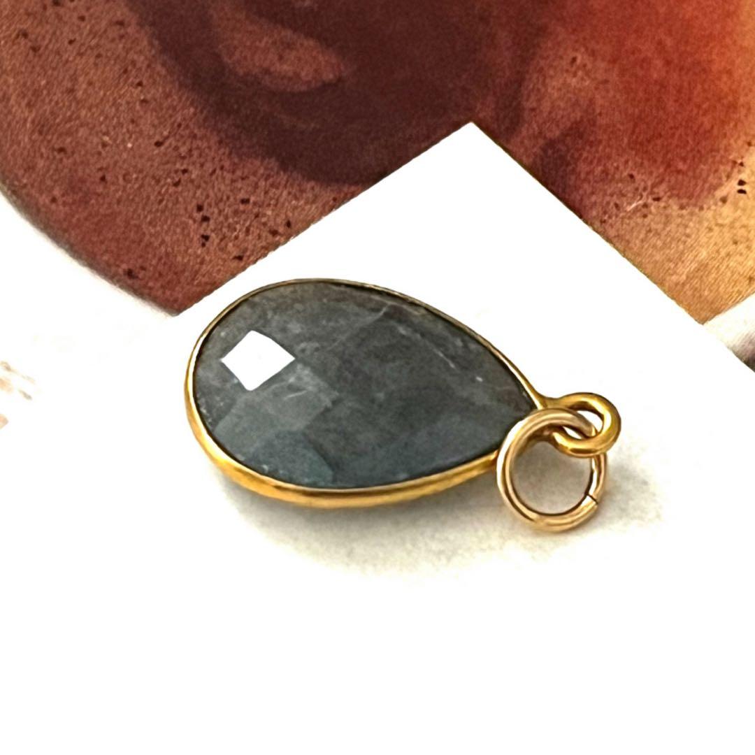 1点作品☆ ペアシェイプ型枠ラブラドライト14kgfネックレストップ