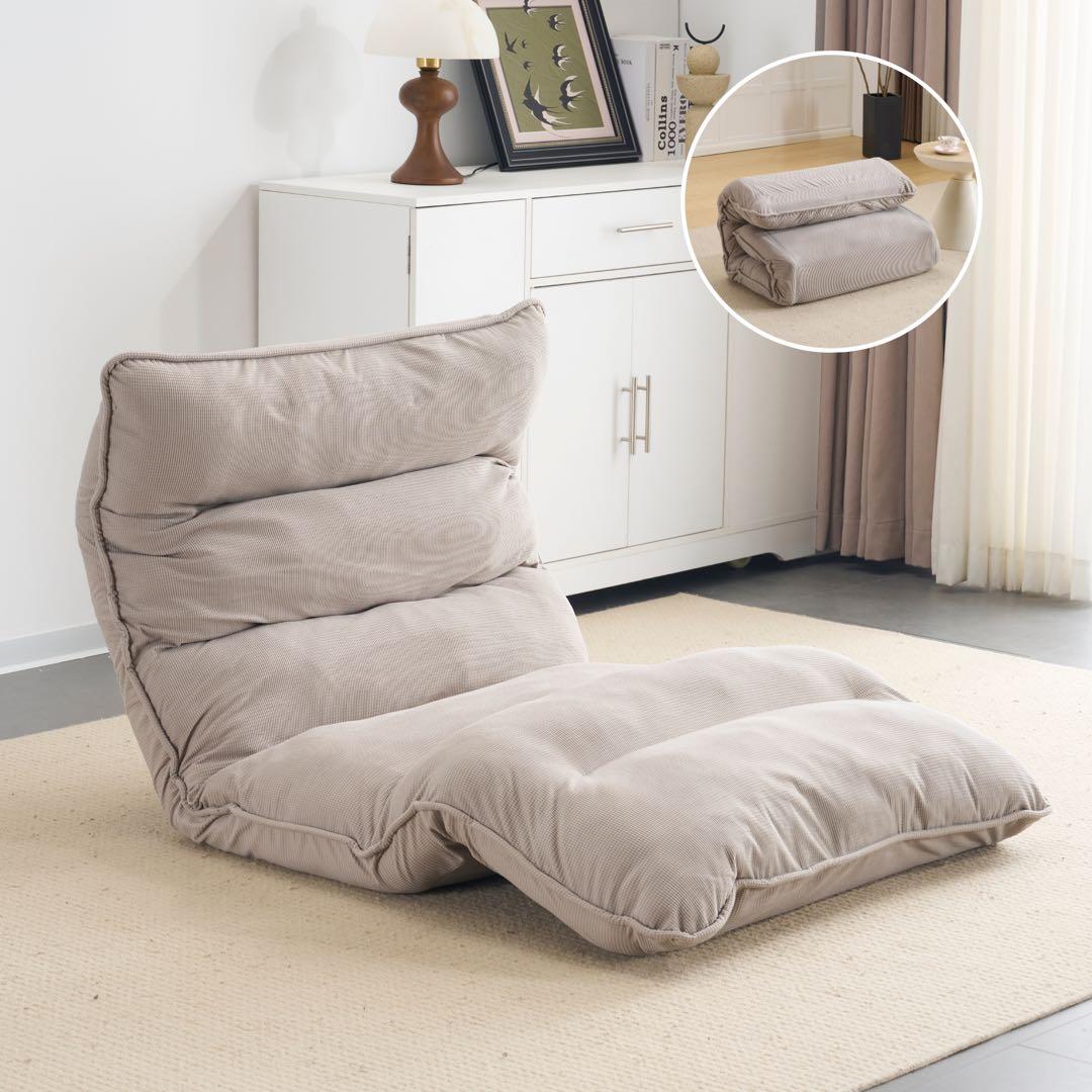 【新品】18段リクライニング折りたたみソファベッド 組立不要