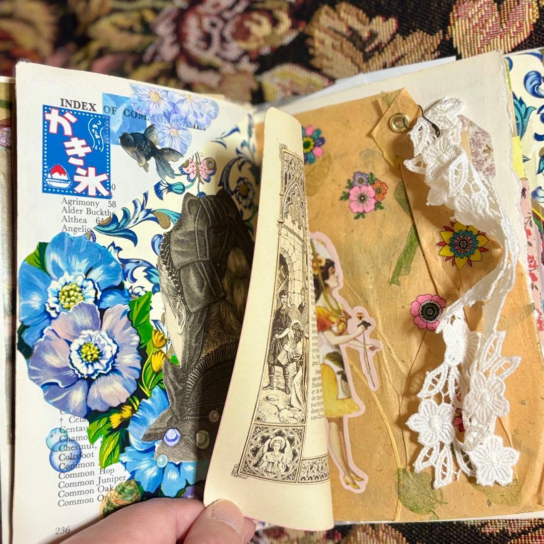 ジャンクジャーナル　おすそ分け　紙もの　コラージュ素材　ヴィンテージ　植物図鑑
