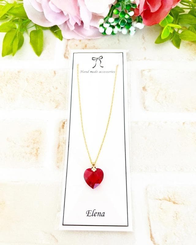 【ネックレス＆ピアスセット】赤ハート