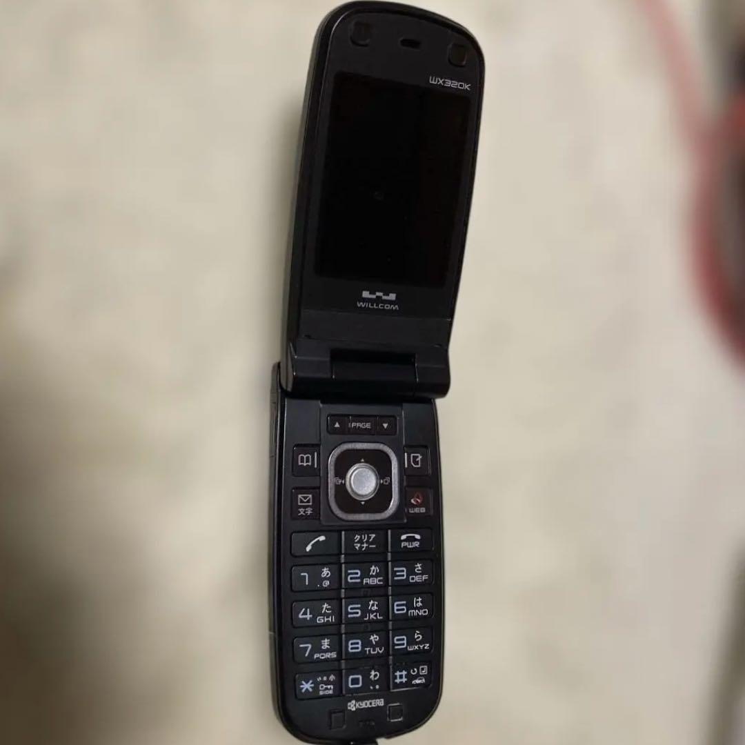 WILLCOM 折りたたみ式携帯電話 黒　本体のみ