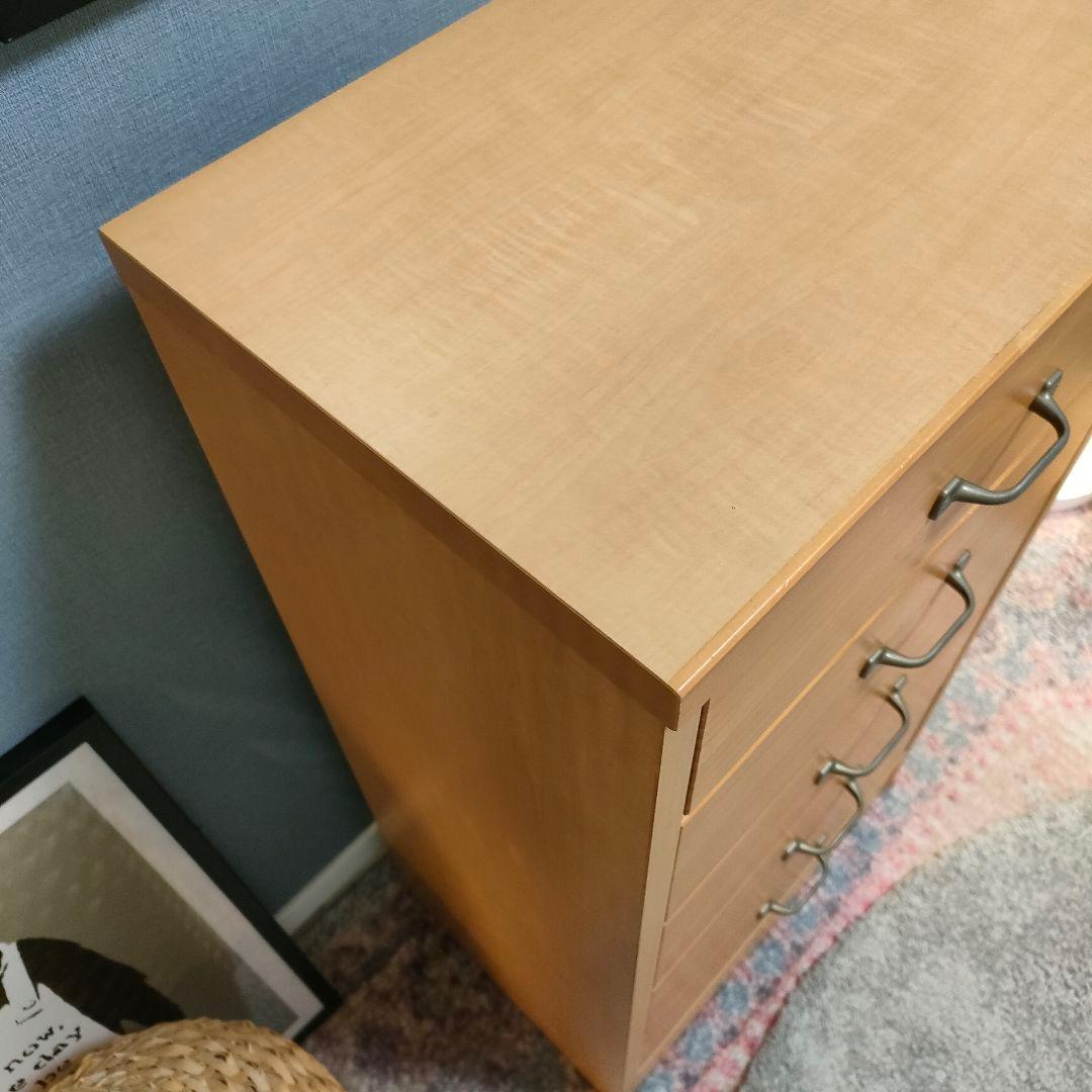 ベルメゾン 日本製 天然木調スリムチェスト 5段タイプ