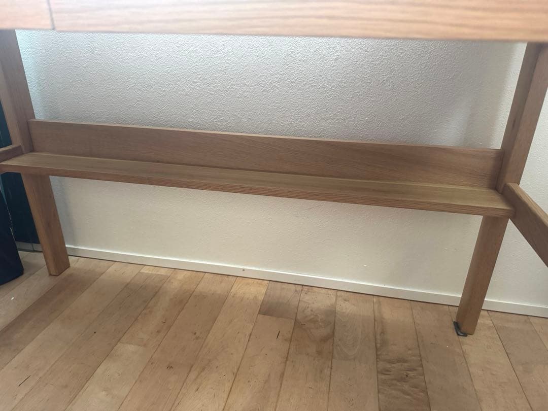 無印　美品　オーク無垢材デスク　木製 学習机 上置き棚付き 引き出しあり