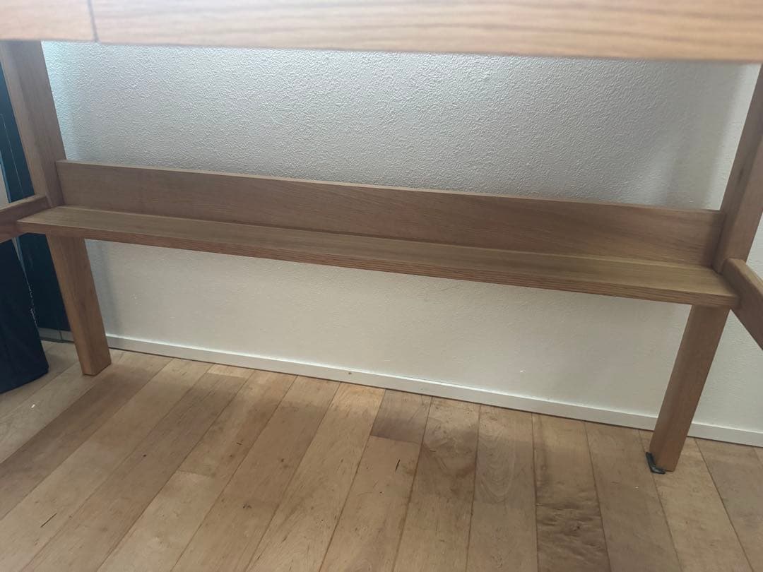 無印　美品　オーク無垢材デスク　木製 学習机 上置き棚付き 引き出しあり