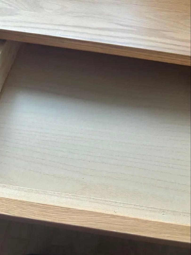 無印　美品　オーク無垢材デスク　木製 学習机 上置き棚付き 引き出しあり