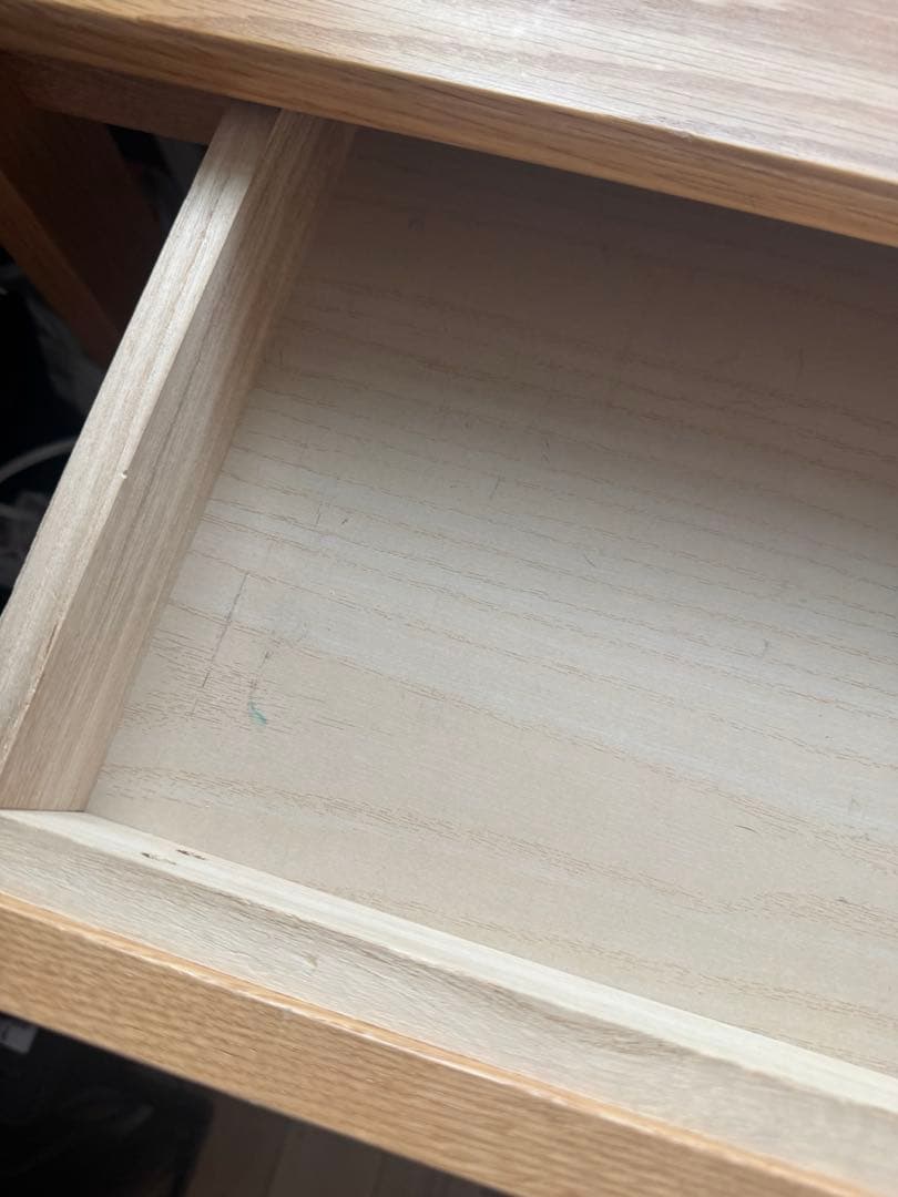 無印　美品　オーク無垢材デスク　木製 学習机 上置き棚付き 引き出しあり
