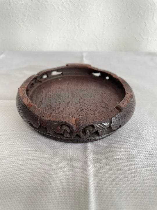 芳廣刻 彫金 花瓶 バラ 鳥 台座付 共箱なし アンティーク ビンテージ 骨董品