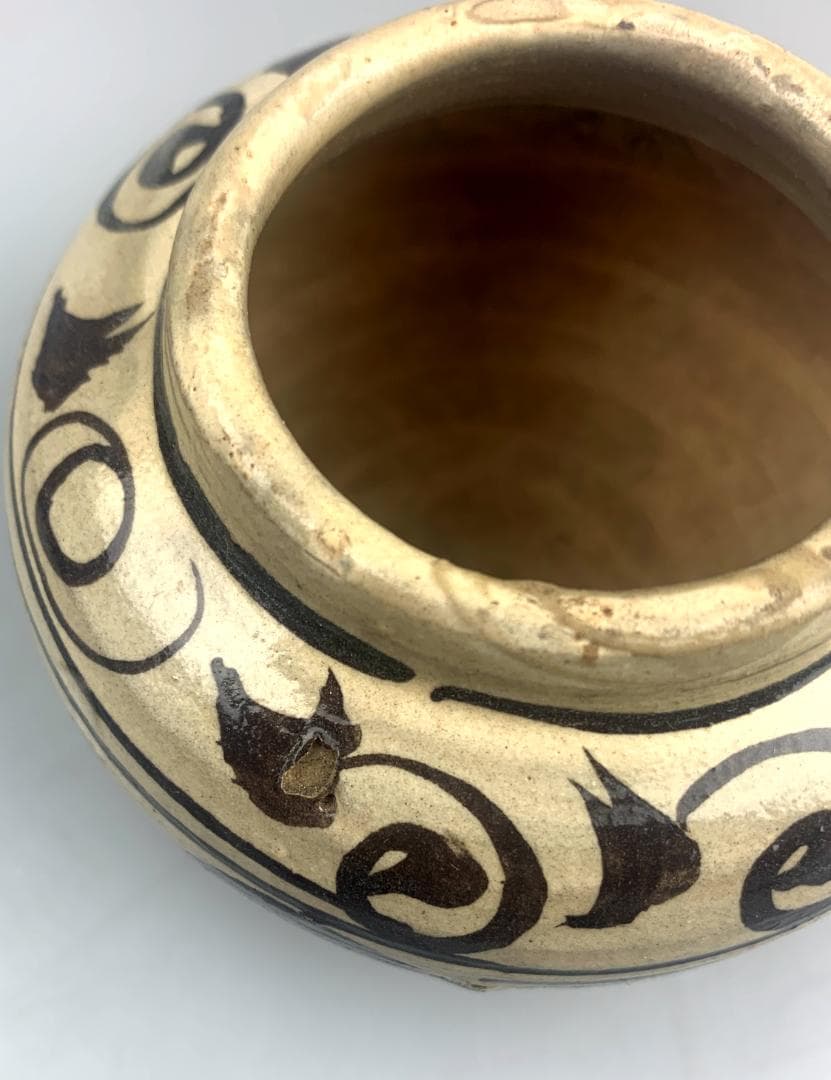 磁州窯小壺　中国美術　民家蔵出し　骨董品　時代物　元　合箱