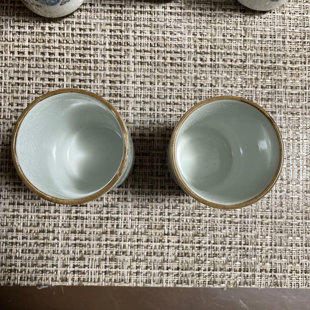 唐子（からこ）三川内焼（みかわちやき）の湯のみと角皿のセット