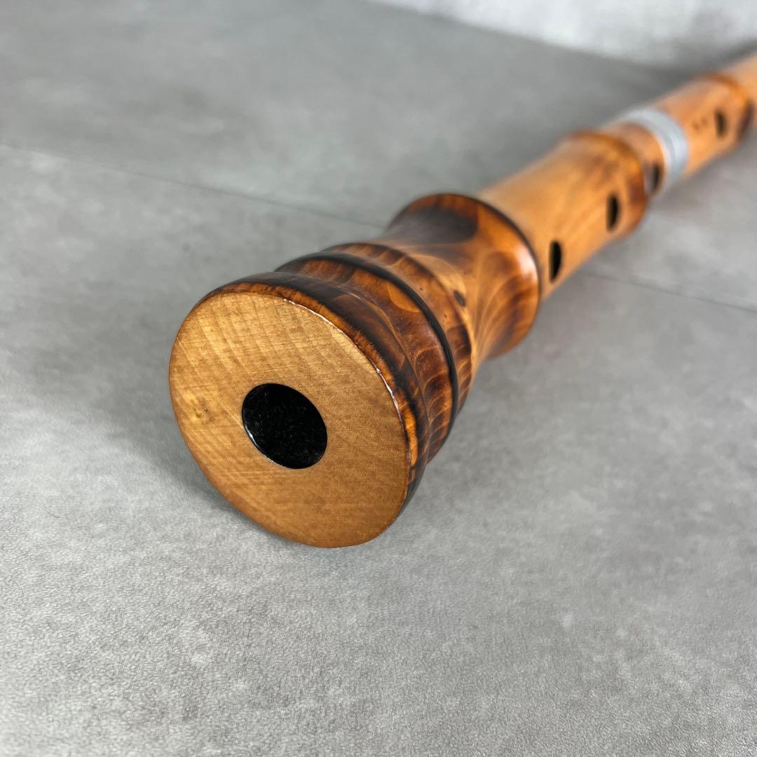 蝴蝶宝　尺八　琴古流　唄口バチ型　1尺5寸　木製　節あり　印あり　現状品