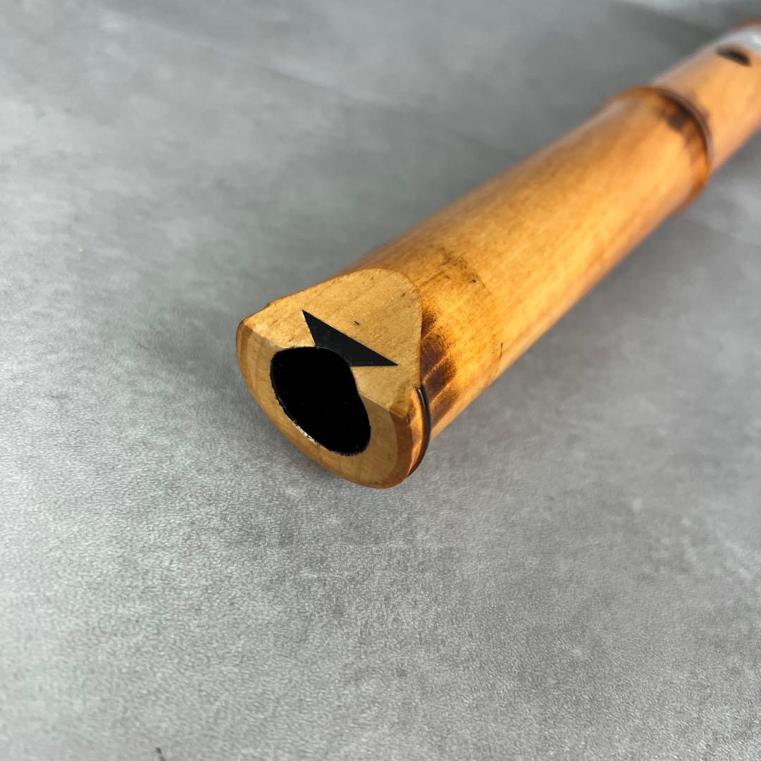 蝴蝶宝　尺八　琴古流　唄口バチ型　1尺5寸　木製　節あり　印あり　現状品