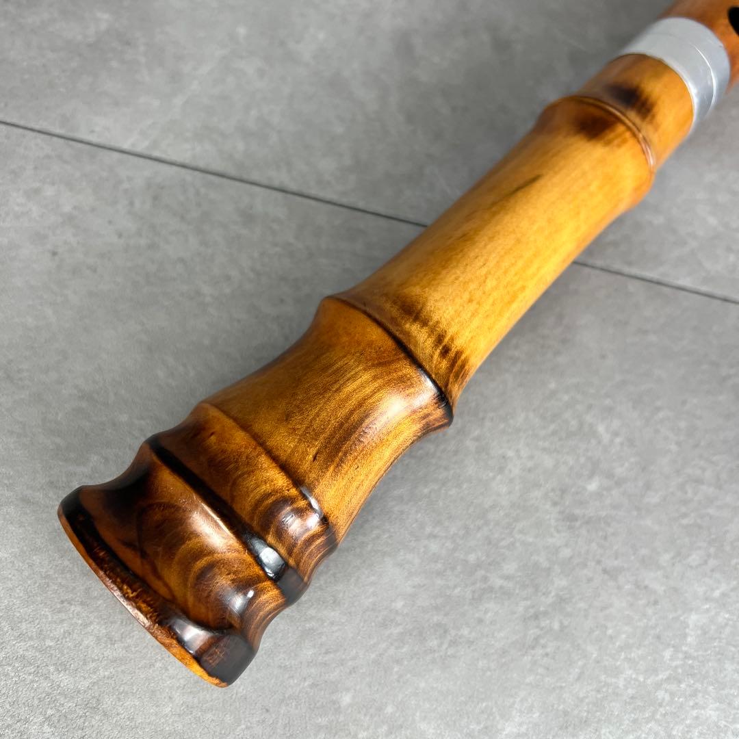 蝴蝶宝　尺八　琴古流　唄口バチ型　1尺5寸　木製　節あり　印あり　現状品