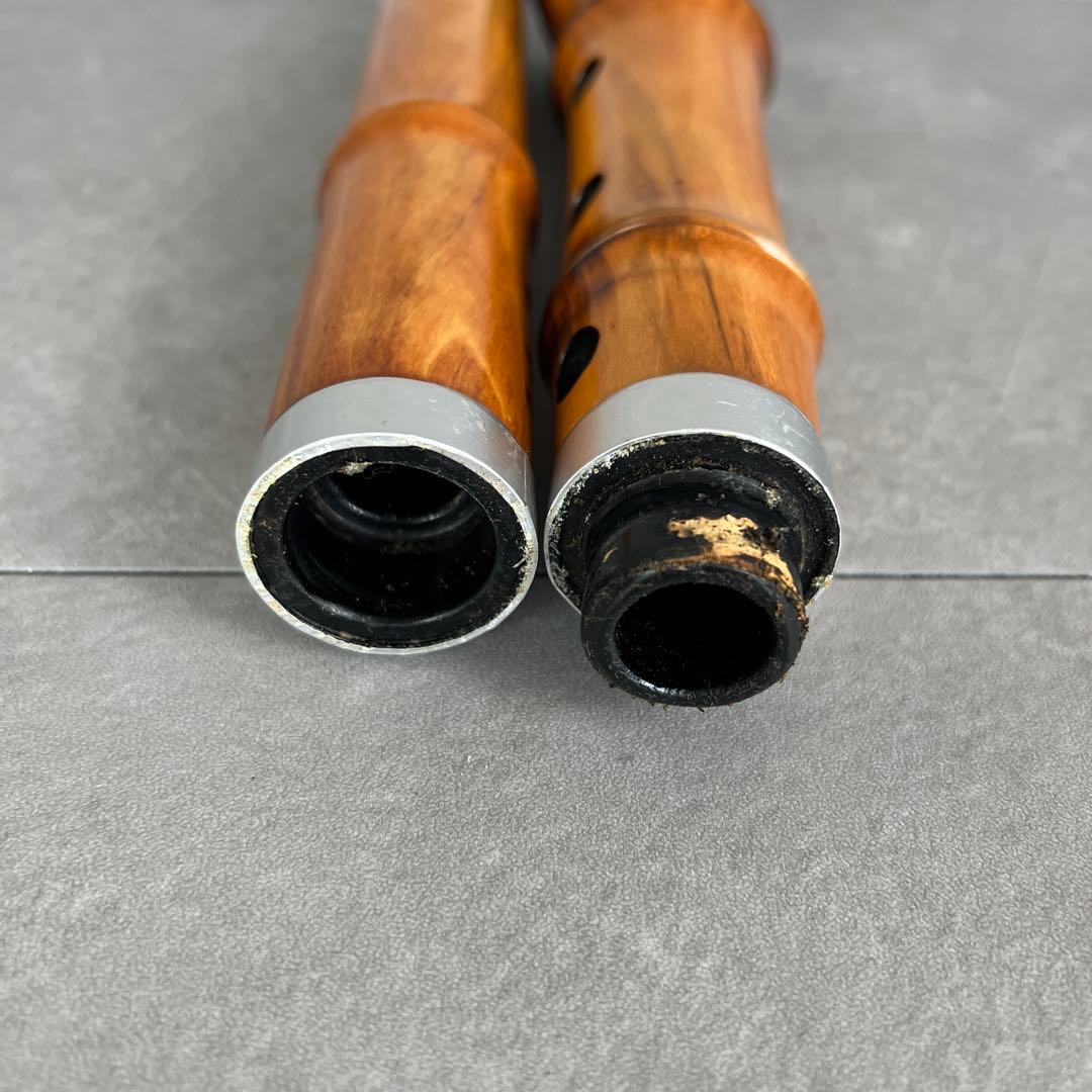 蝴蝶宝　尺八　琴古流　唄口バチ型　1尺5寸　木製　節あり　印あり　現状品