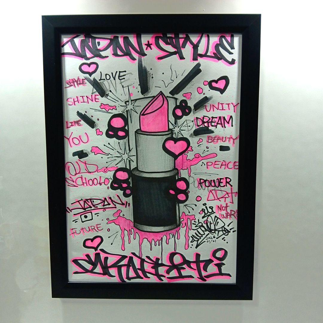 GRAFFITI ART 手描きストリートアート 原画 A4フレーム付