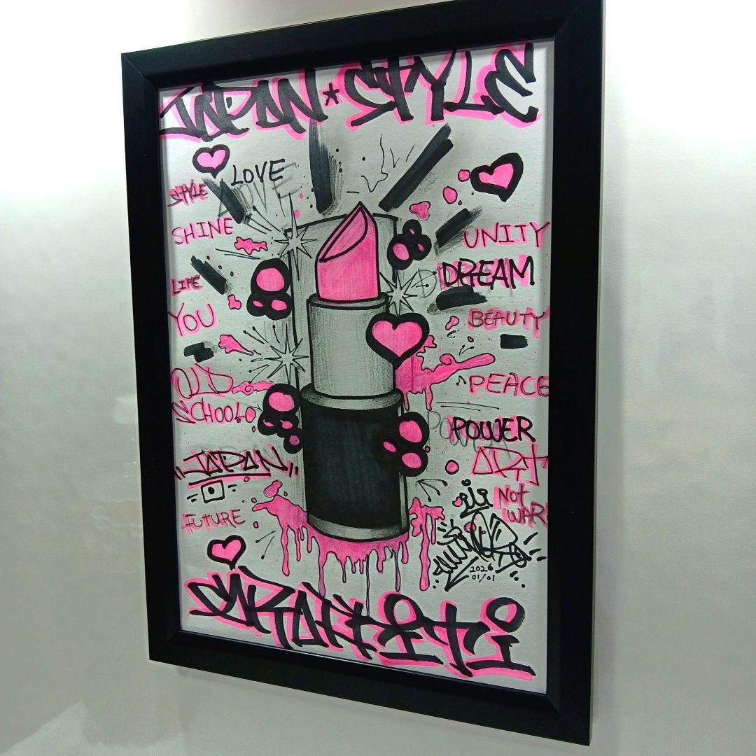 GRAFFITI ART 手描きストリートアート 原画 A4フレーム付