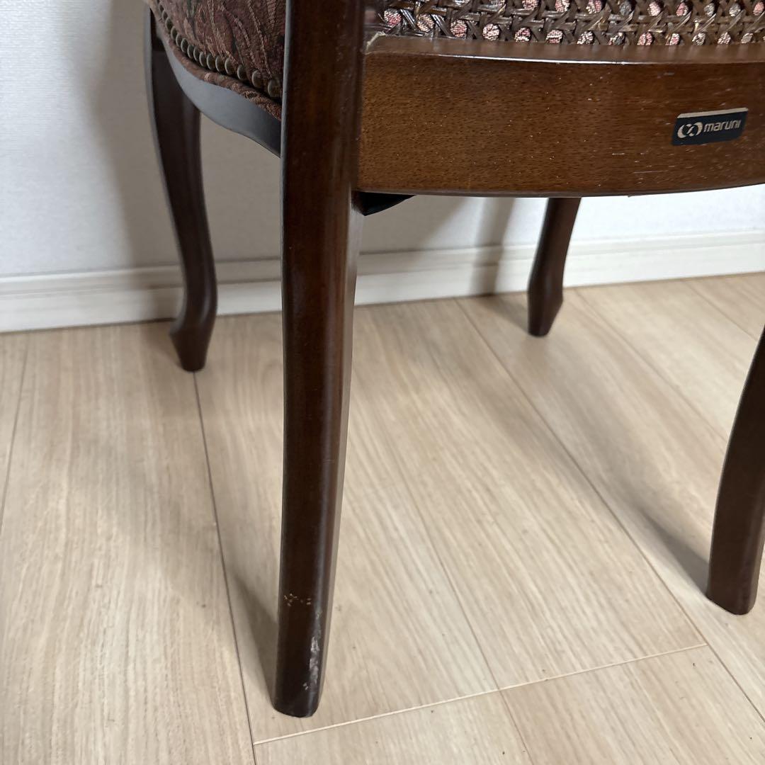 maruni 椅子　猫脚　ドレッサー用　花柄　ラタン　籐　アンティーク
