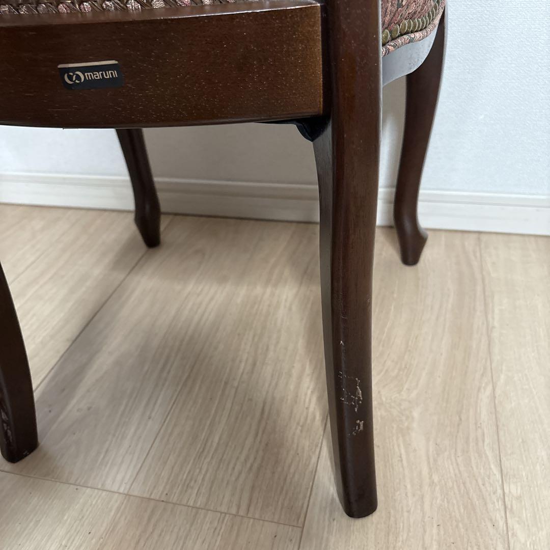 maruni 椅子　猫脚　ドレッサー用　花柄　ラタン　籐　アンティーク