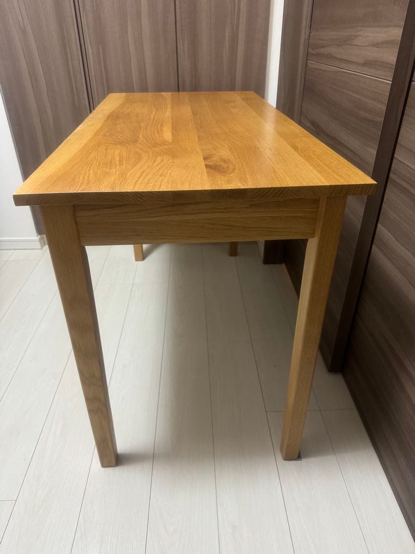 無印　無垢材デスク(引出付き) オーク材