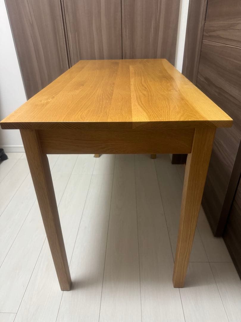 無印　無垢材デスク(引出付き) オーク材