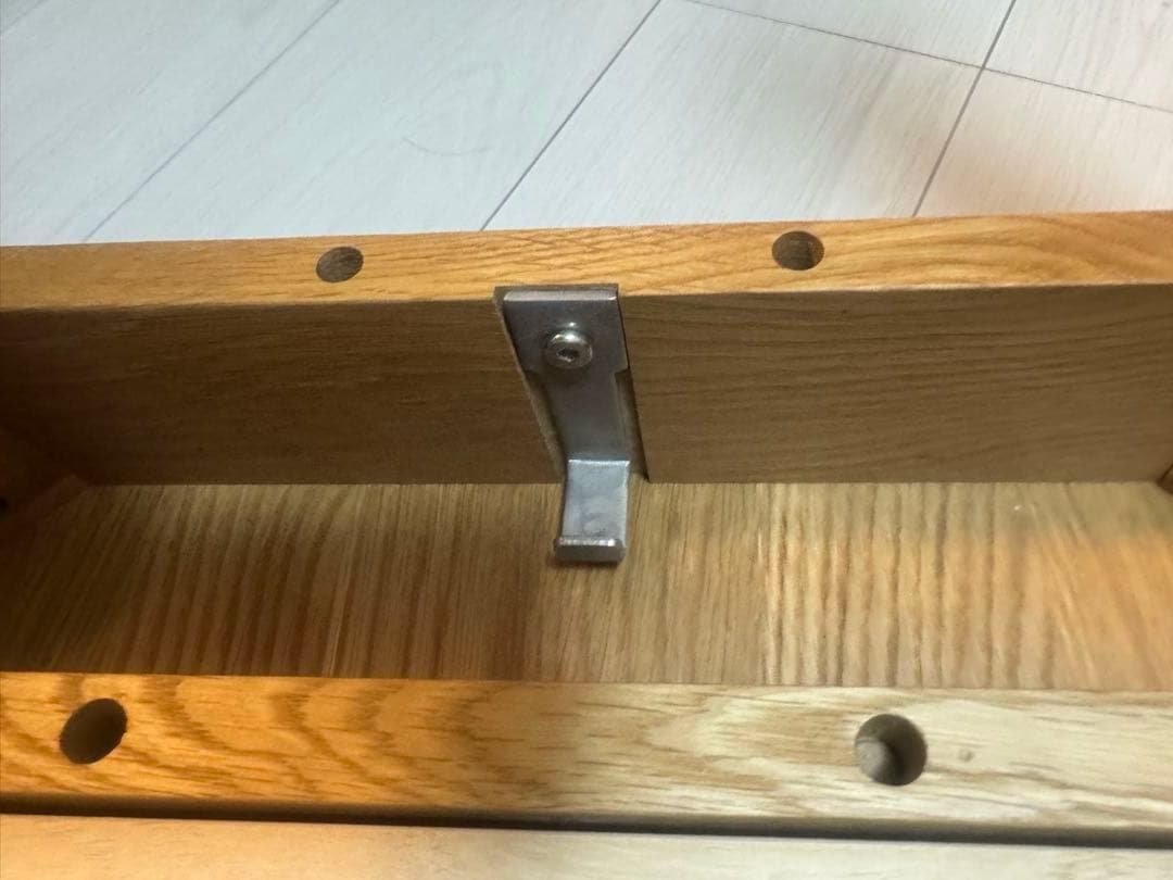 無印　無垢材デスク(引出付き) オーク材