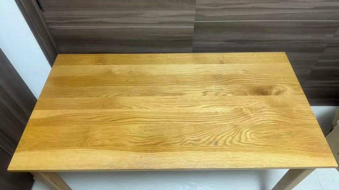 無印　無垢材デスク(引出付き) オーク材