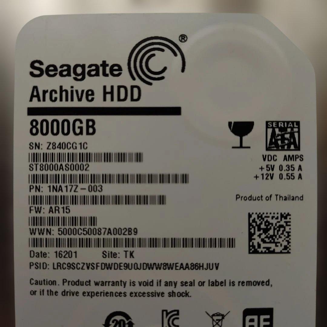 Seagate 8TB 内蔵型HDD ST8000AS0002