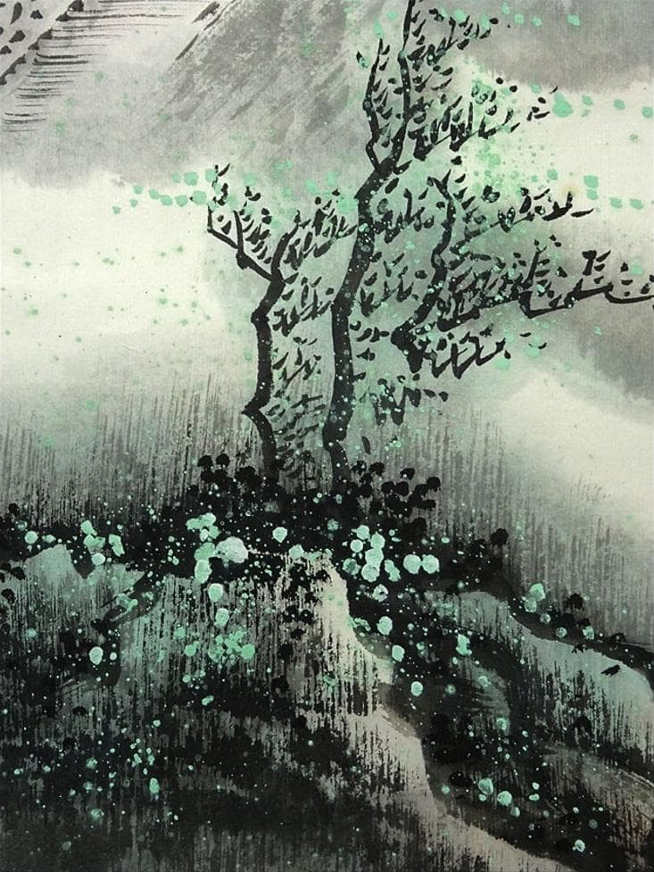 掛軸 金山『長城夏日 万里の長城』中国画 紙本 肉筆 掛け軸 w103015