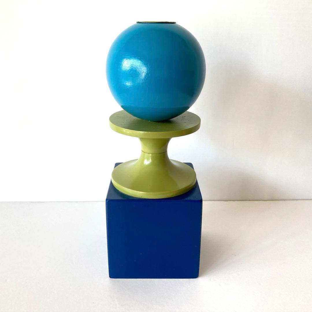 【希少】リサラーソン 木製 キャンドルホルダー ブルー