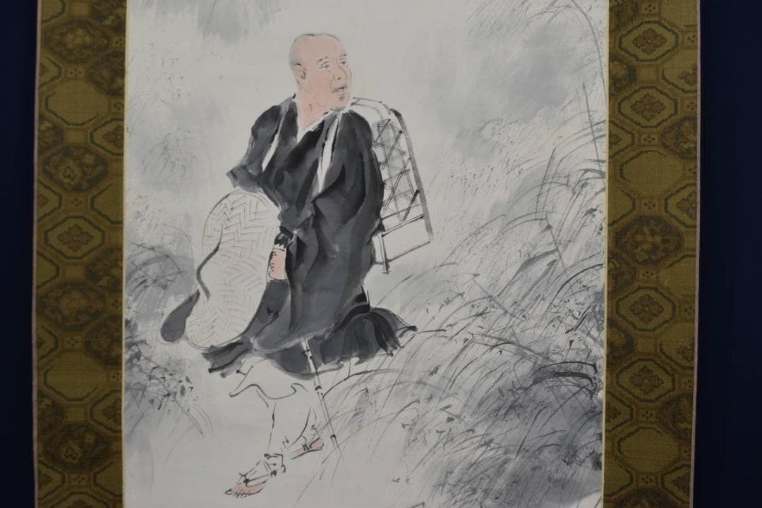 【真作】青嵐/和尚放鳥図/掛軸☆宝船☆AB-443