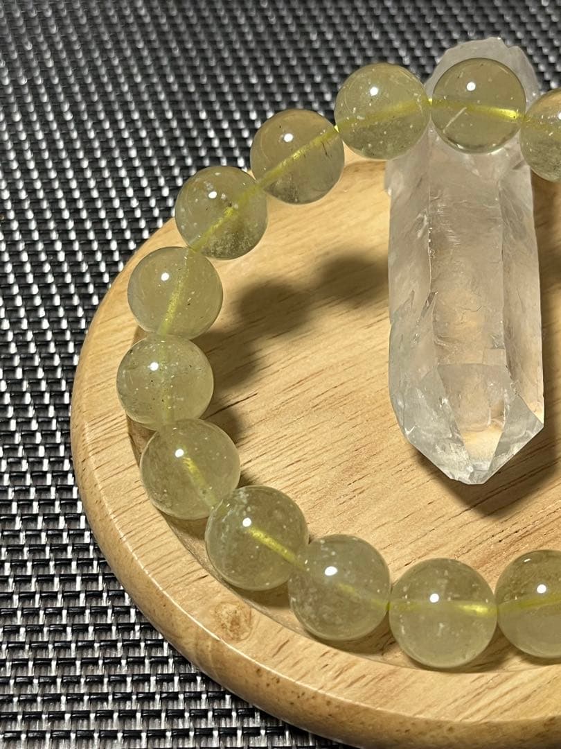 希少リビアングラス クリストバライト入 ブレスレット 約11.5mm ③