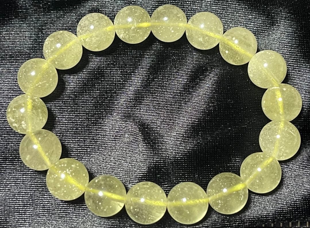 希少リビアングラス クリストバライト入 ブレスレット 約11.5mm ③