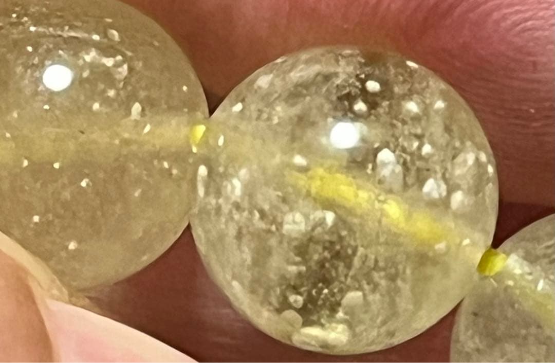 希少リビアングラス クリストバライト入 ブレスレット 約11.5mm ③